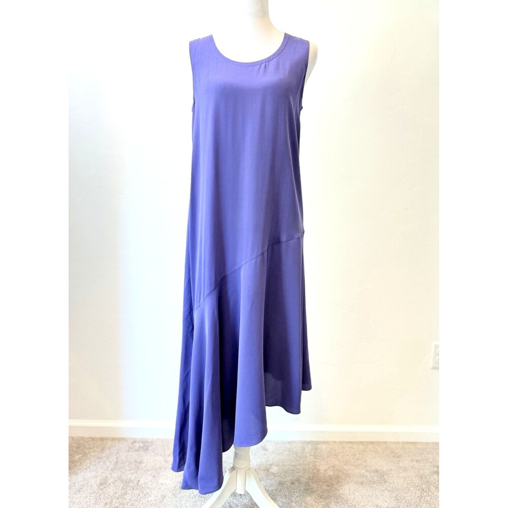 Eileen Fisher XXS Purple Asymmetrical Hem Sleeveless Midi Maxi Dress Flowy
